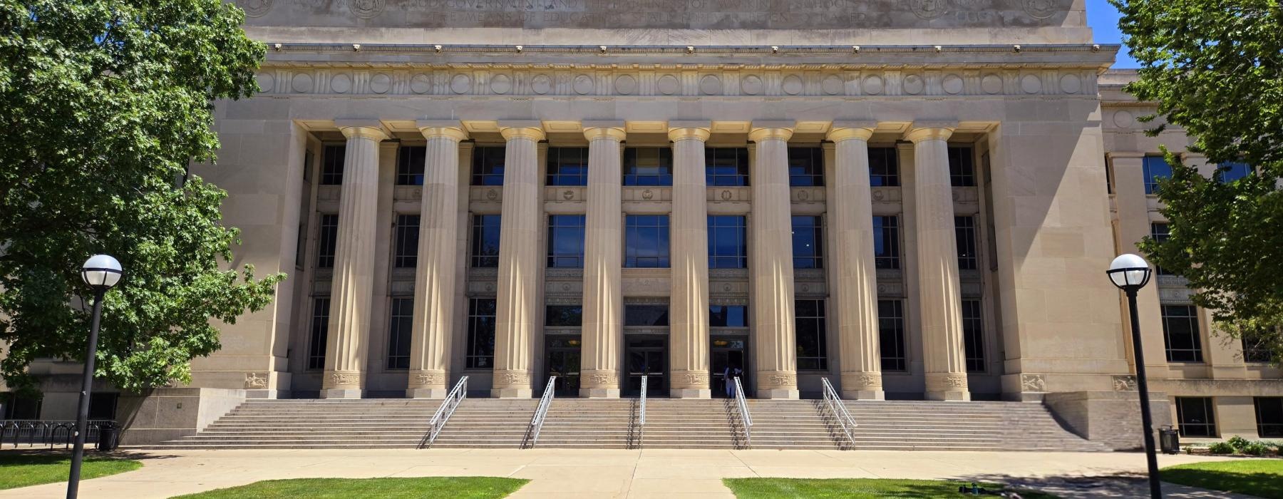 a large building with columns