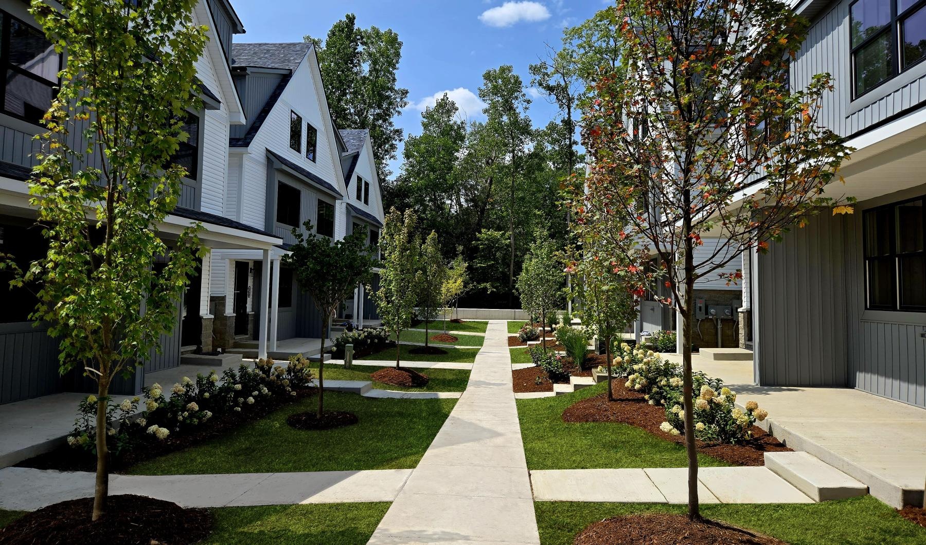 a walkway between buildings